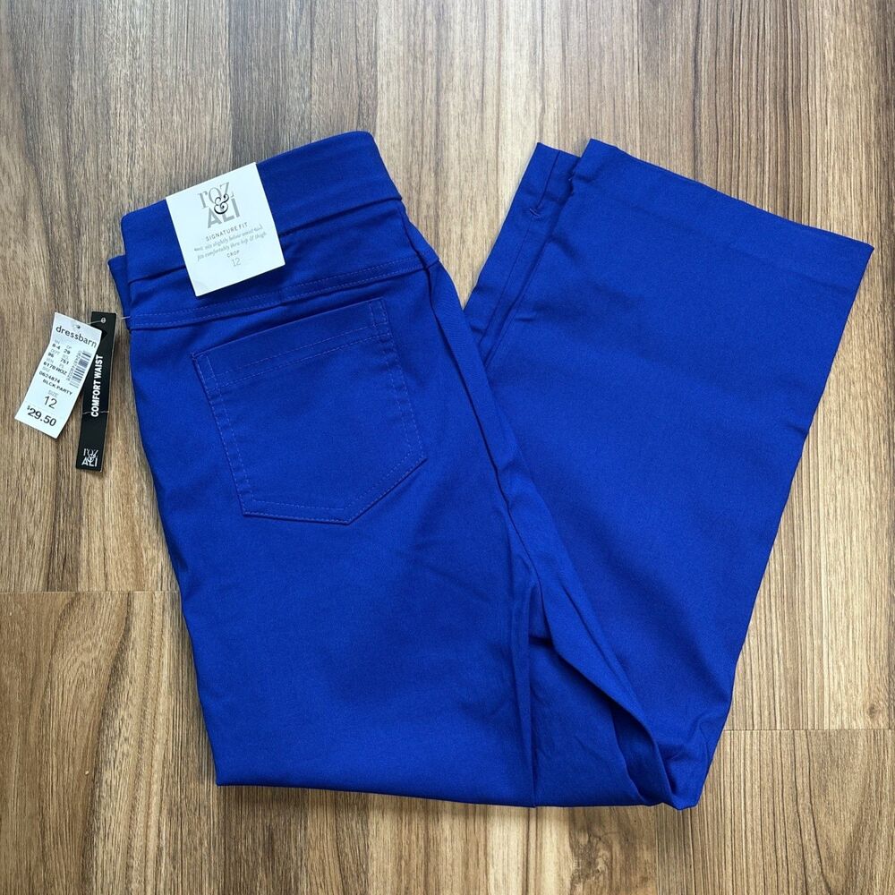 Roz & Ali Capri Jeans Royal Blue Stretch Crop Pants (Women’s 12) New w/Tags